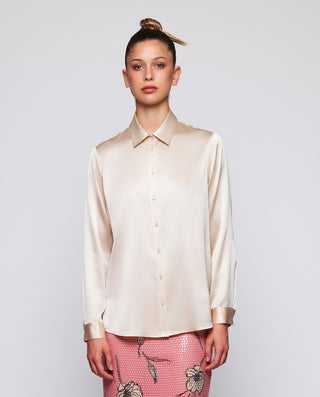 Blusa beige de seda elástica by MIRTO | 04572_0050_1