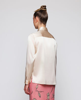 Blusa beige de seda elástica by MIRTO | 04572_0050_2