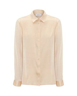 Blusa beige de seda elástica