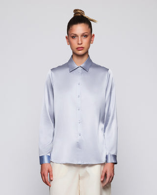 Blusa azul lavanda de seda elástica. by MIRTO | 04572_0051_1