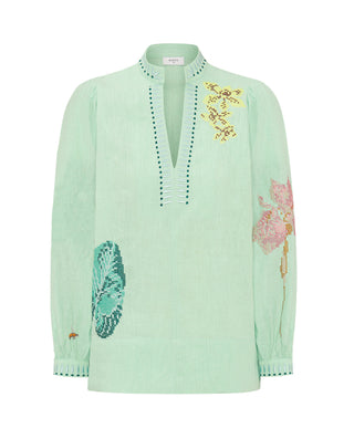 Top verde de lino bordado by MIRTO | 04586_0051_4