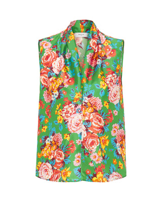 Top fluido verde de seda