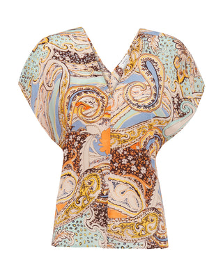 Paisley print fluid wrap skirt