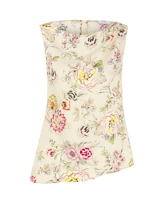 Asymmetric floral print top