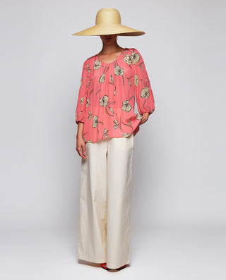Coral floral print top