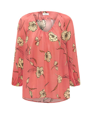 Coral floral print top