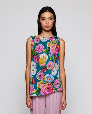 Top asimétrico estampado floral de algodón. by MIR | 04596_0050_1