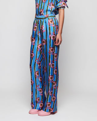 Pantalón azul estampado de seda by MIRTO | 04600_0051_1