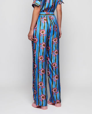 Pantalón azul estampado de seda by MIRTO | 04600_0051_2