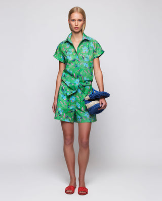 Short verde estampado floral de algodón by MIRTO | 04601_0050_3
