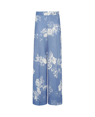 Pantalón azul estampado floral algodón lino by MIR | 04602_0051_4