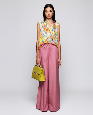 Pantalón rosa de algodón cintura elástica