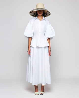 Falda midi blanca de algodón