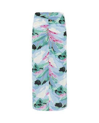 Blue draped midi skirt