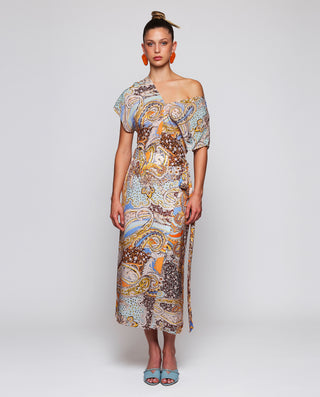 Paisley print fluid wrap skirt