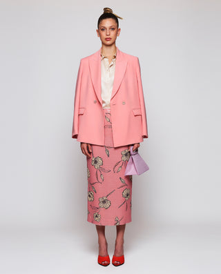 Falda midi rosa  lentejuelas estampado floral by M | 04651_0050_3
