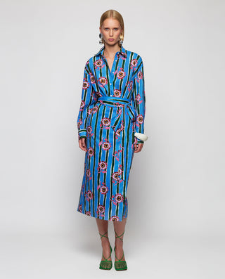 Falda pareo azul estampado de algodón by MIRTO | 04654_0051_3