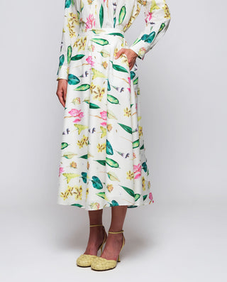 Falda midi estampado botánico algodón by MIRTO | 04658_0050_1