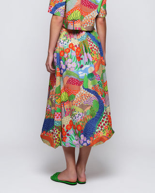 Falda abullonada estampado multicolor algodón by M | 04660_0050_2