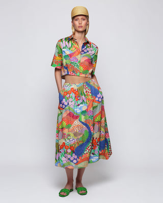 Falda abullonada estampado multicolor algodón by M | 04660_0050_3