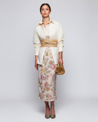 Falda midi de lentejuelas estampado floral. by MIR | 04661_0050_3