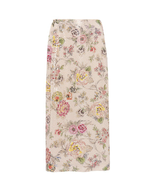 Falda midi de lentejuelas estampado floral. by MIR | 04661_0050_4