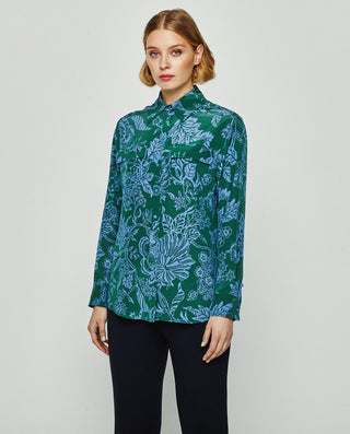 Blusa seda estampado Liberty verde y azul by MIRTO | 04680_0050_1