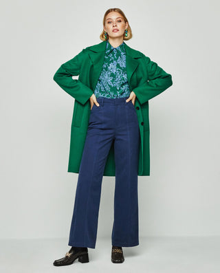Blusa seda estampado Liberty verde y azul by MIRTO | 04680_0050_4
