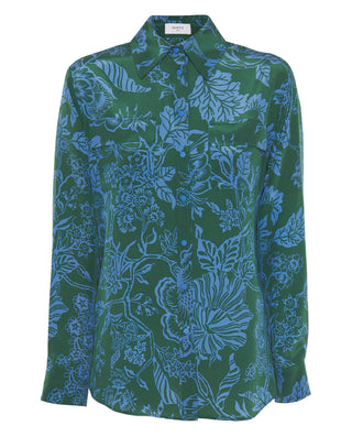 Blusa seda estampado Liberty verde y azul by MIRTO | 04680_0050_5