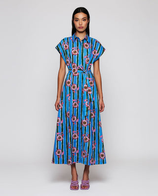 Vestido camisero azul estampado floral by MIRTO | 04706_0051_1