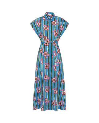 Vestido camisero azul estampado floral by MIRTO | 04706_0051_4