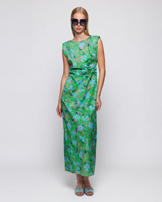 Vestido verde estampado floral algodón by MIRTO | 04707_0050_3