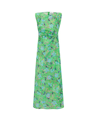 Vestido verde estampado floral algodón by MIRTO | 04707_0050_4