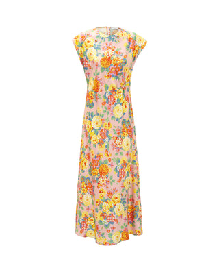 Vestido drapeado rosa estampado floral seda by MIR | 04708_0050_4