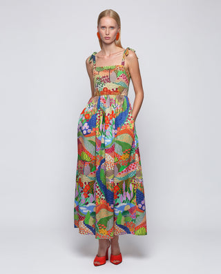 Vestido largo estampado multicolor de algodón by M | 04709_0050_3