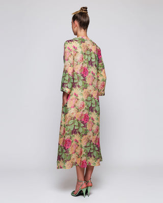 Kaftán rosa de ramio estampado floral by MIRTO | 04718_0050_2