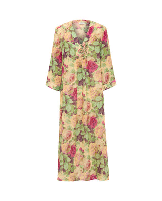 Kaftán rosa de ramio estampado floral by MIRTO | 04718_0050_4