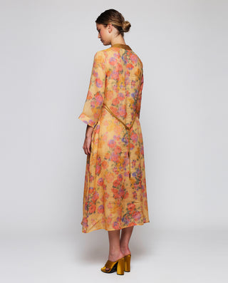 Kaftán naranja de ramio estampado floral by MIRTO | 04719_0050_2