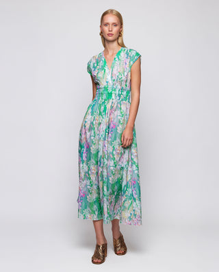 Vestido midi verde estampado algodón by MIRTO | 04744_0050_3