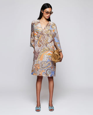 Vestido corto estampado paisley de lino by MIRTO | 04778_0050_3