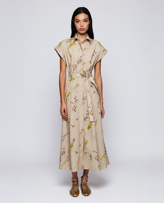 Vestido camisero beige estampado florall by MIRTO | 04779_0050_1