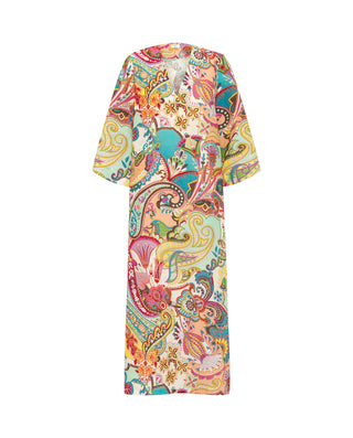 Vestido multicolor estampado paisley de lino by MI | 04796_0050_4