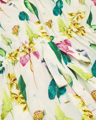 Botanical print cotton shirt dress
