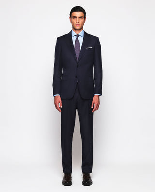 Navy blue wool birds-eye structure suit