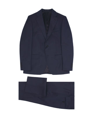Navy blue wool birds-eye structure suit