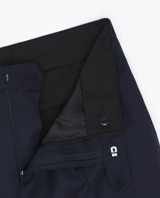 Navy blue wool birds-eye structure suit