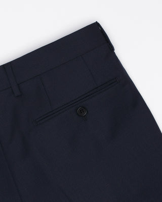Navy blue wool birds-eye structure suit
