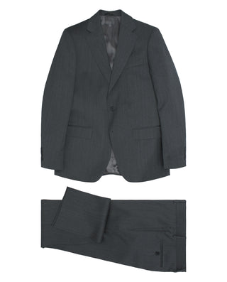 Traje gris medio de lana estructura de espiga