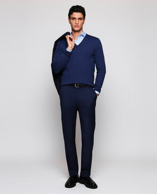 Ink blue formal travel trousers in wool super 100's