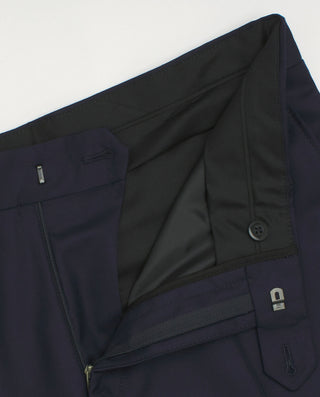 Regular-fit 130'S wool suit in navy partridge-eye